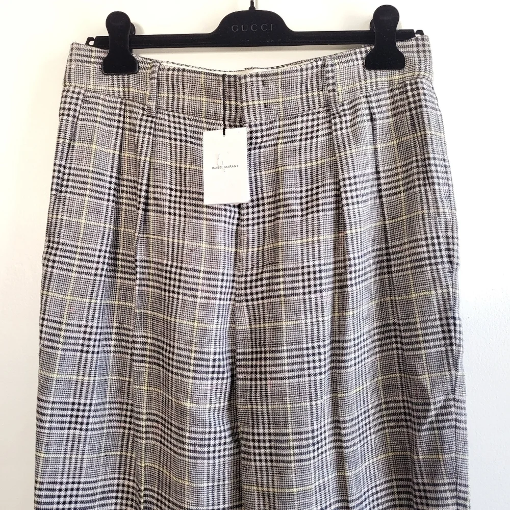 New ISABEL MARANT Ceyo Checked High-Rise Slim Fit Trouser Pants NWT 10 US/42 FR - Picture 9 of 15